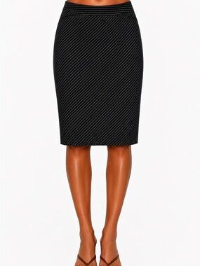 Bossini Black Pinstripe Smart Casual Pencil Skirt